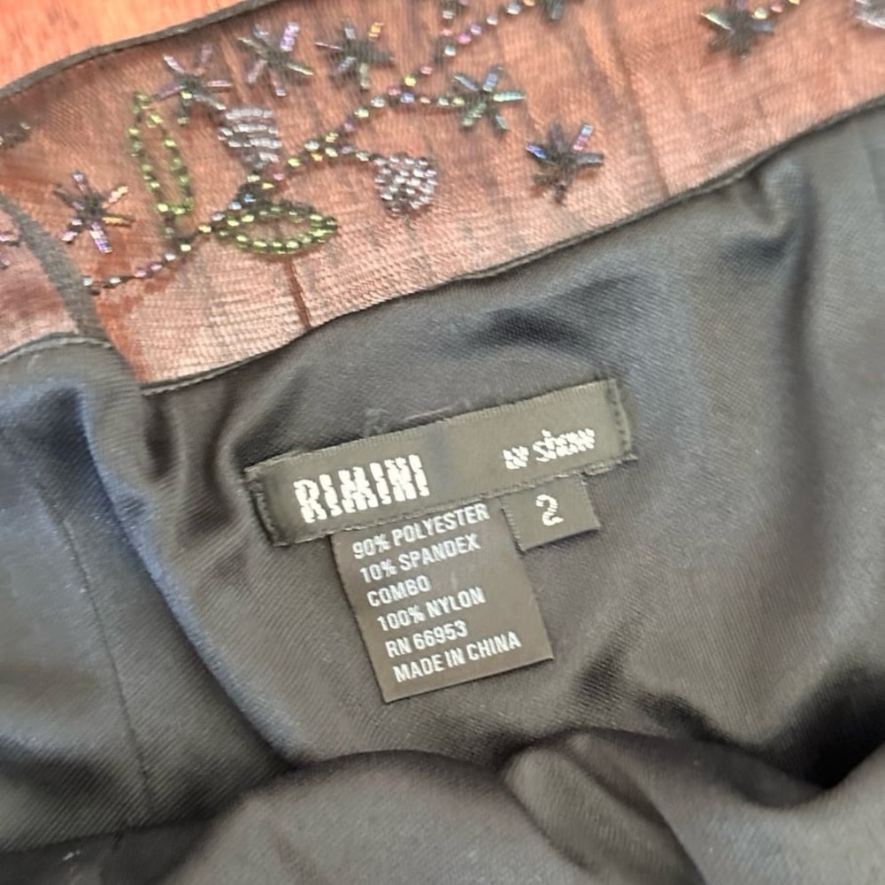 Rimini by Show Black Velour Beaded Floral Feminine Y2K Cocktail Dress Size 2 - Picture 8 of 12